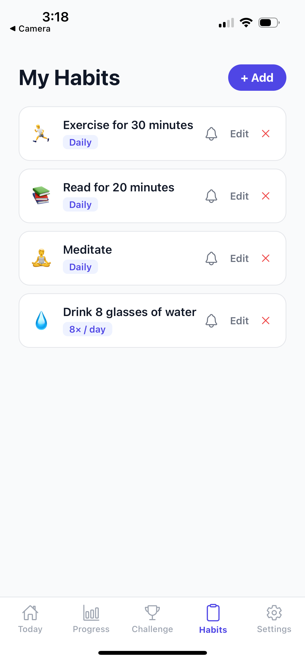 Habits screen